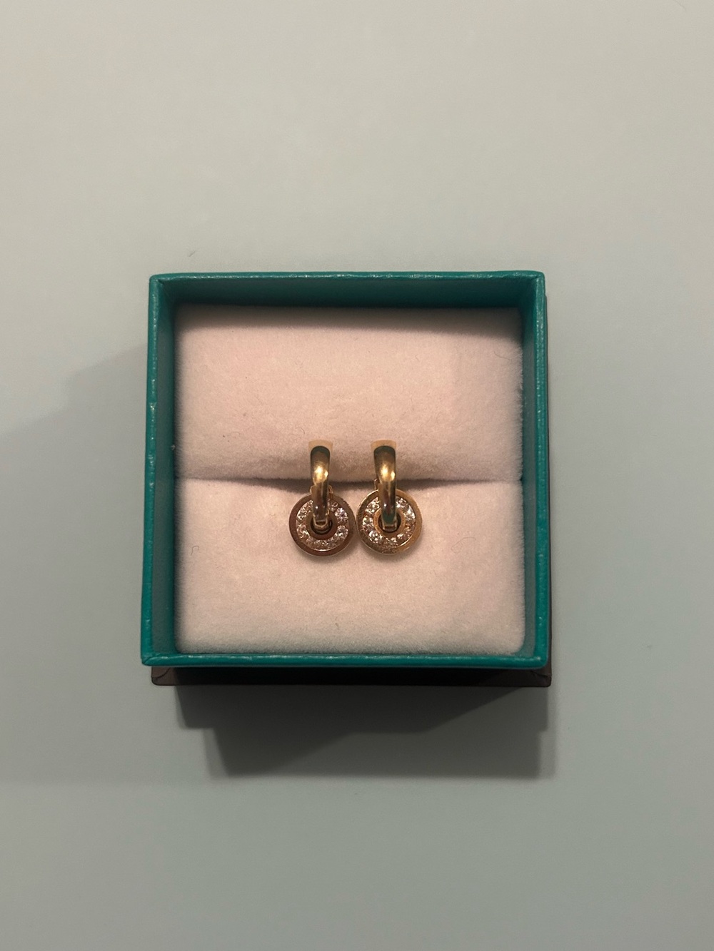 14K Gold Circle Drop Hoop Earrings